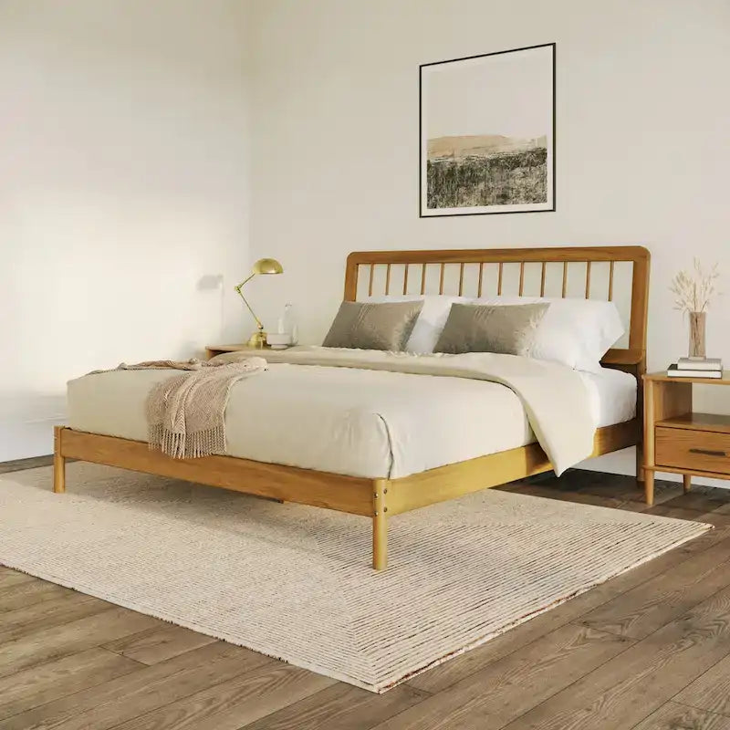 Boho Solid Wood King Spindle Bed