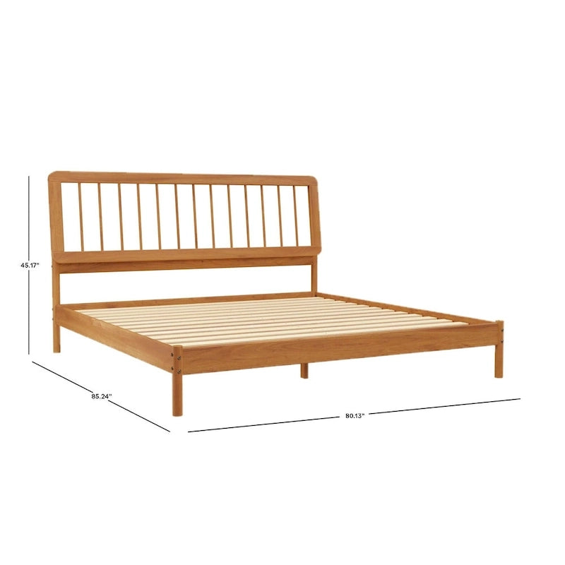 Boho Solid Wood King Spindle Bed