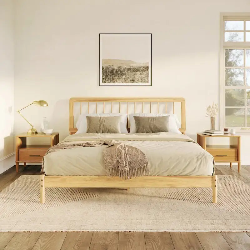 Boho Solid Wood King Spindle Bed