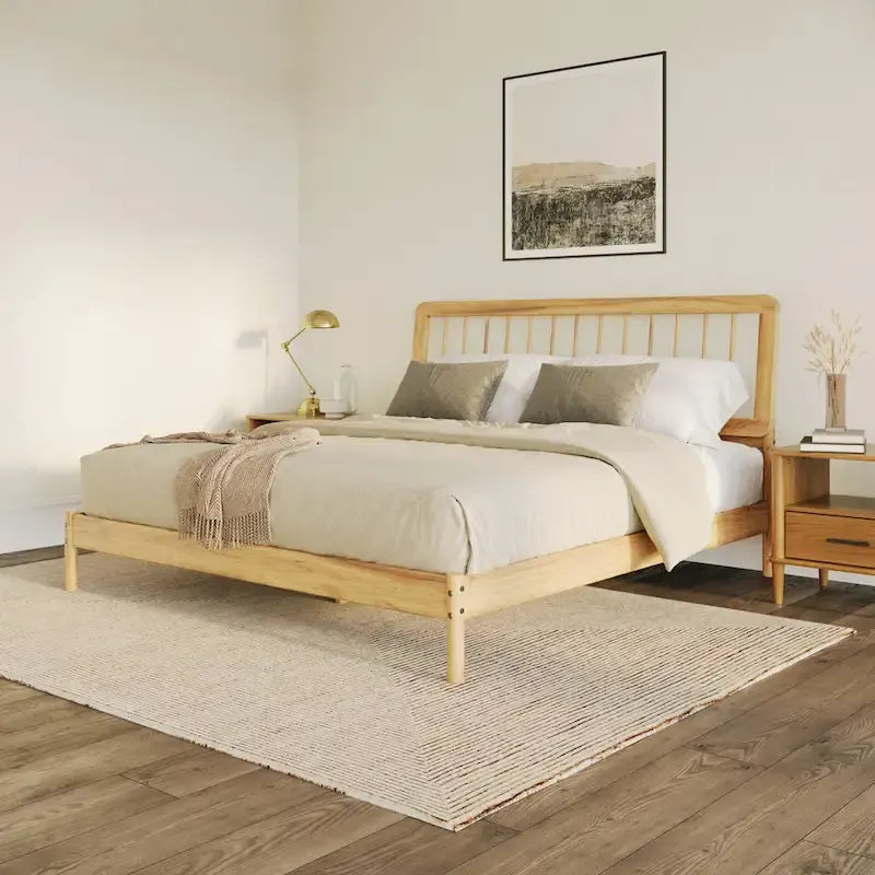 Boho Solid Wood King Spindle Bed