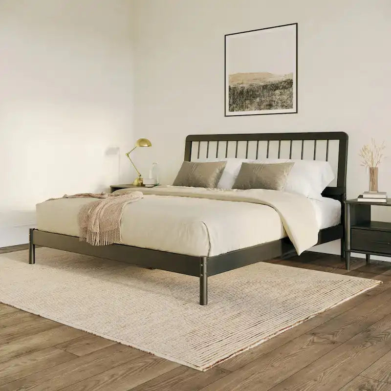 Boho Solid Wood King Spindle Bed