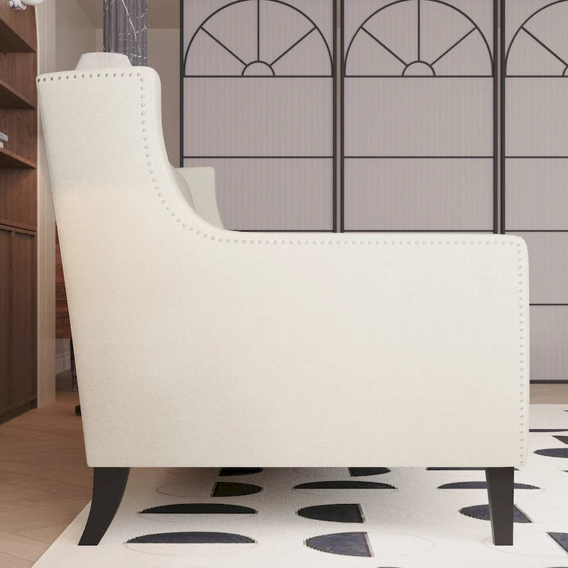 Sofa z tkaniny w stylu mid-century modern (z pikowanym oparciem)