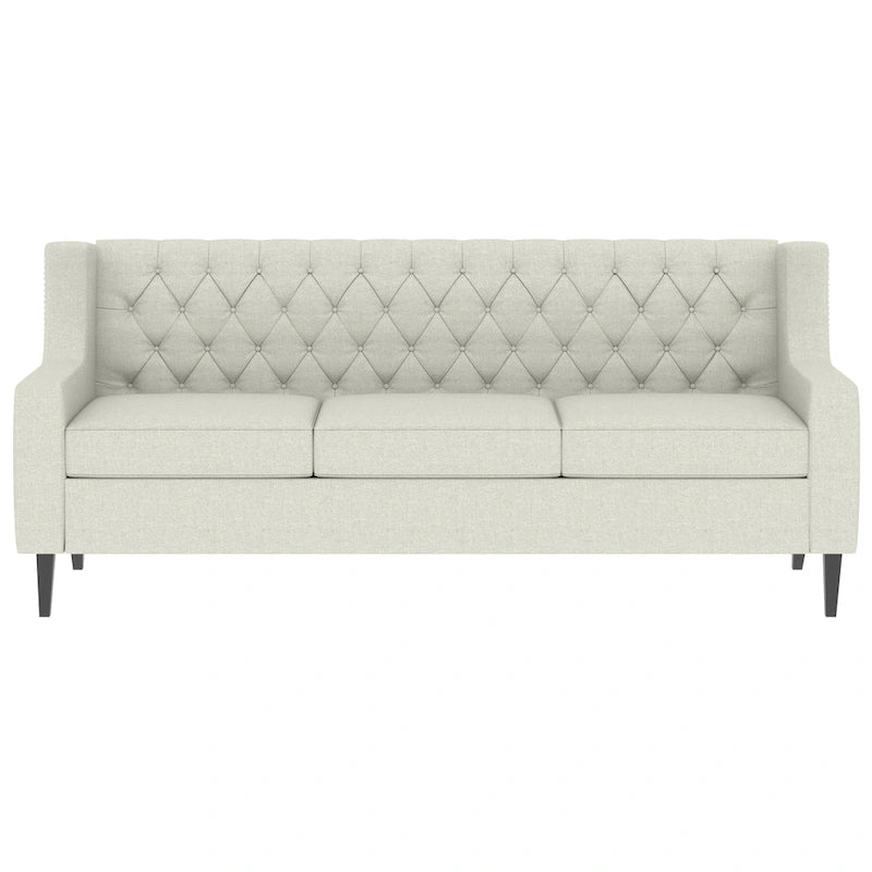 Sofa z tkaniny w stylu mid-century modern (z pikowanym oparciem)