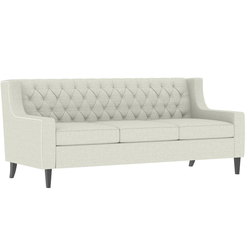 Sofa z tkaniny w stylu mid-century modern (z pikowanym oparciem)