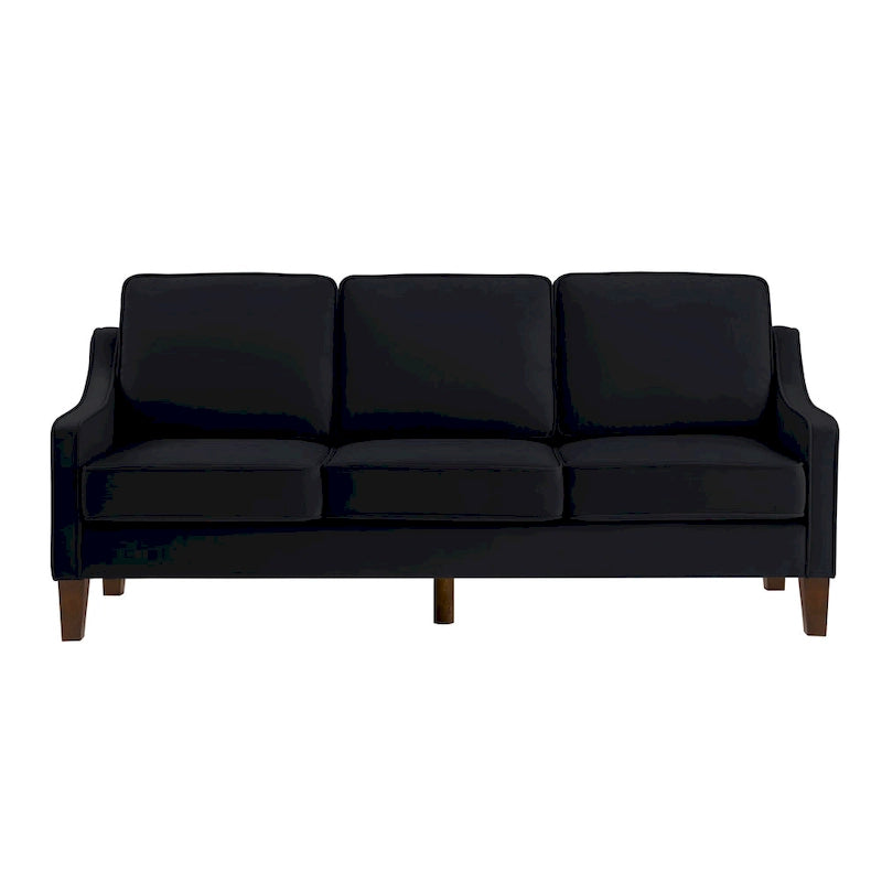 Divano in stile moderno con braccioli incassati e gambe in legno - 29.00 x 74.00 x 34.25