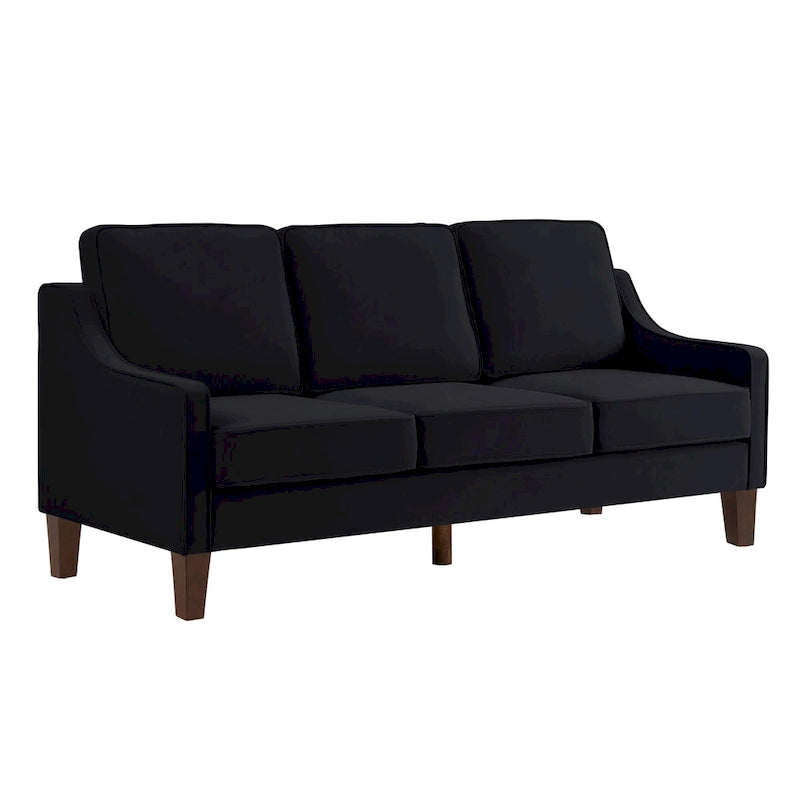 Divano in stile moderno con braccioli incassati e gambe in legno - 29.00 x 74.00 x 34.25