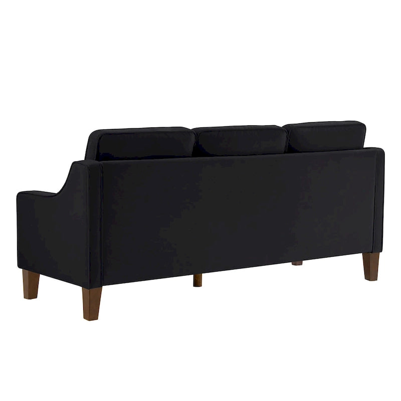 Nowoczesna sofa z cofniętymi podłokietnikami i drewnianymi nogami - 29.00 x 74.00 x 34.25