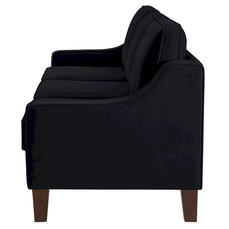 Divano in stile moderno con braccioli incassati e gambe in legno - 29.00 x 74.00 x 34.25