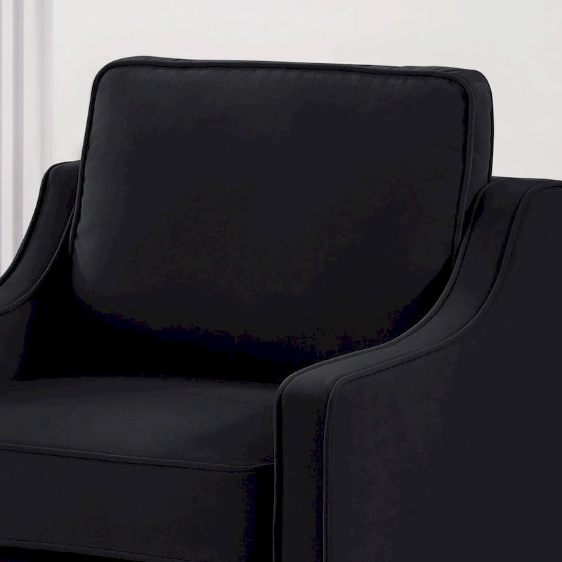 Divano in stile moderno con braccioli incassati e gambe in legno - 29.00 x 74.00 x 34.25