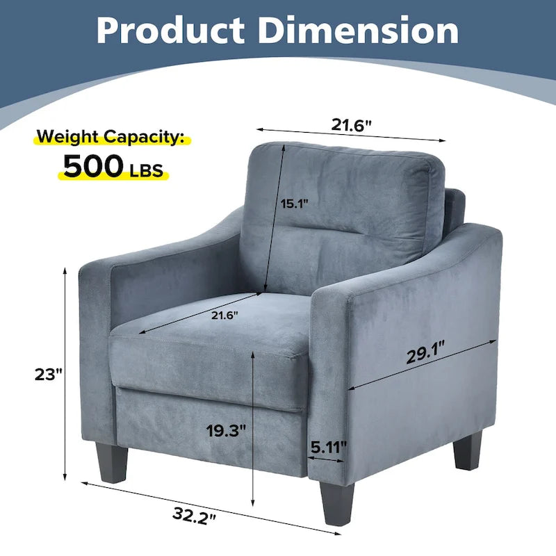 Wygodna sofa lub fotel tapicerowane aksamitem