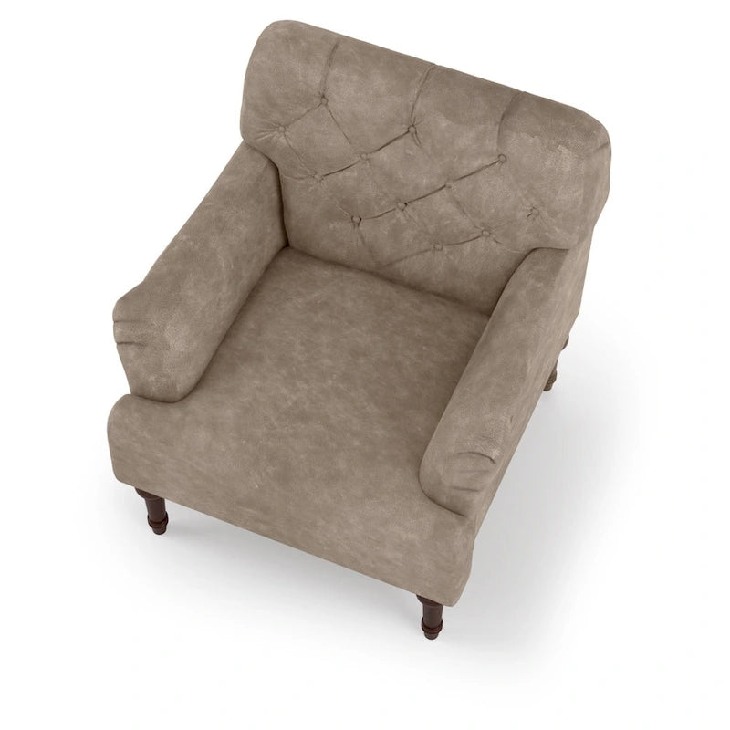 Poltrona decorativa in vinile trapuntato stile transizionale (con cuscino a T)