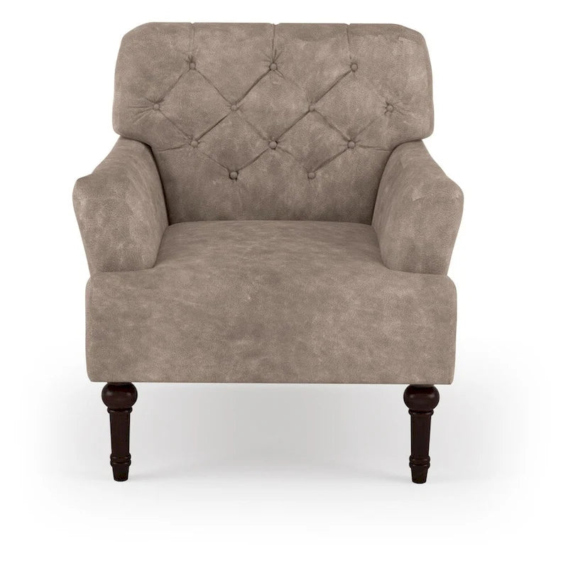 Poltrona decorativa in vinile trapuntato stile transizionale (con cuscino a T)