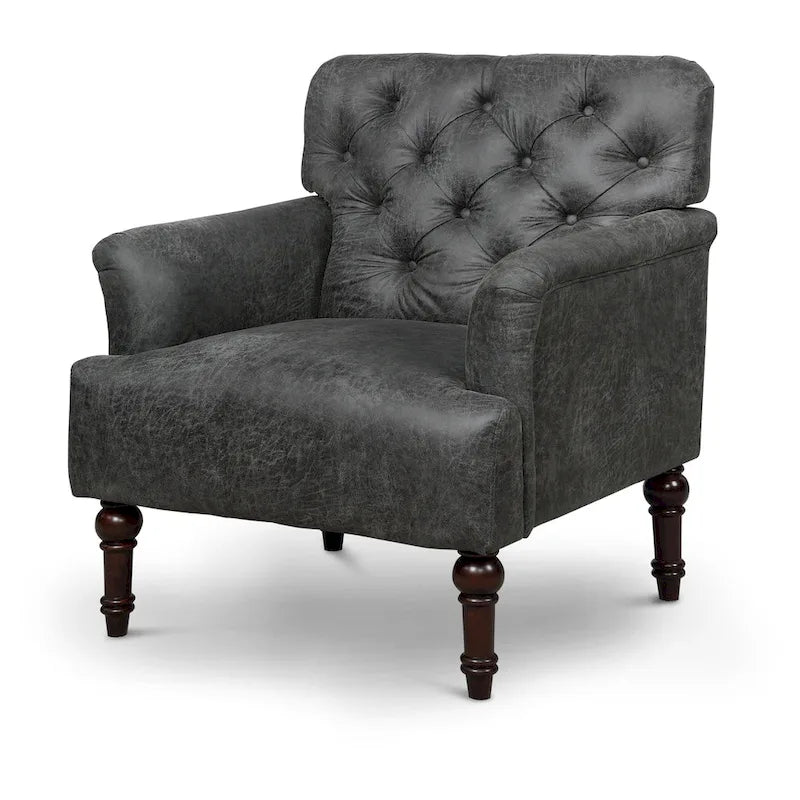 Poltrona decorativa in vinile trapuntato stile transizionale (con cuscino a T)