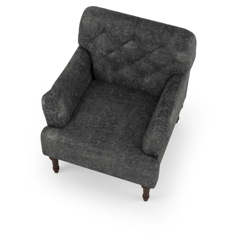 Poltrona decorativa in vinile trapuntato stile transizionale (con cuscino a T)