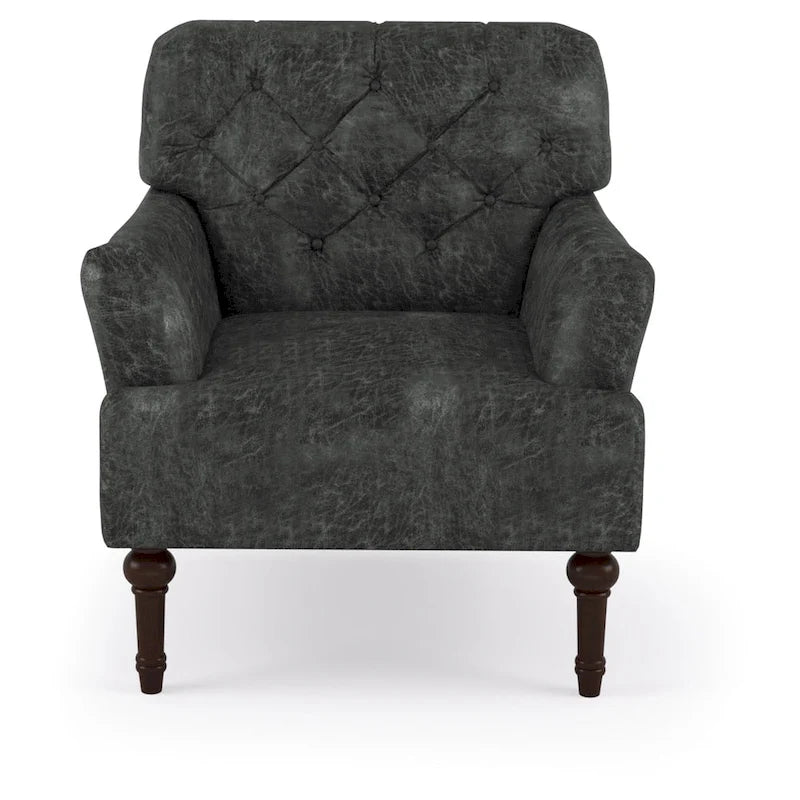 Poltrona decorativa in vinile trapuntato stile transizionale (con cuscino a T)