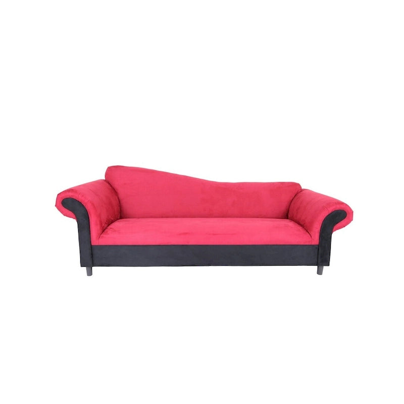 Tradycyjna trzyosobowa sofa tapicerowana aksamitem, z ramą z litego drewna