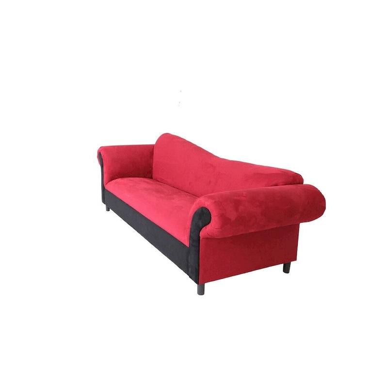 Tradycyjna trzyosobowa sofa tapicerowana aksamitem, z ramą z litego drewna