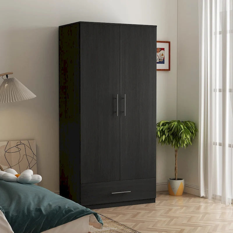 Armadio da 31.5W x 66.9H con 2 ante, 1 cassetto e barra appendiabiti