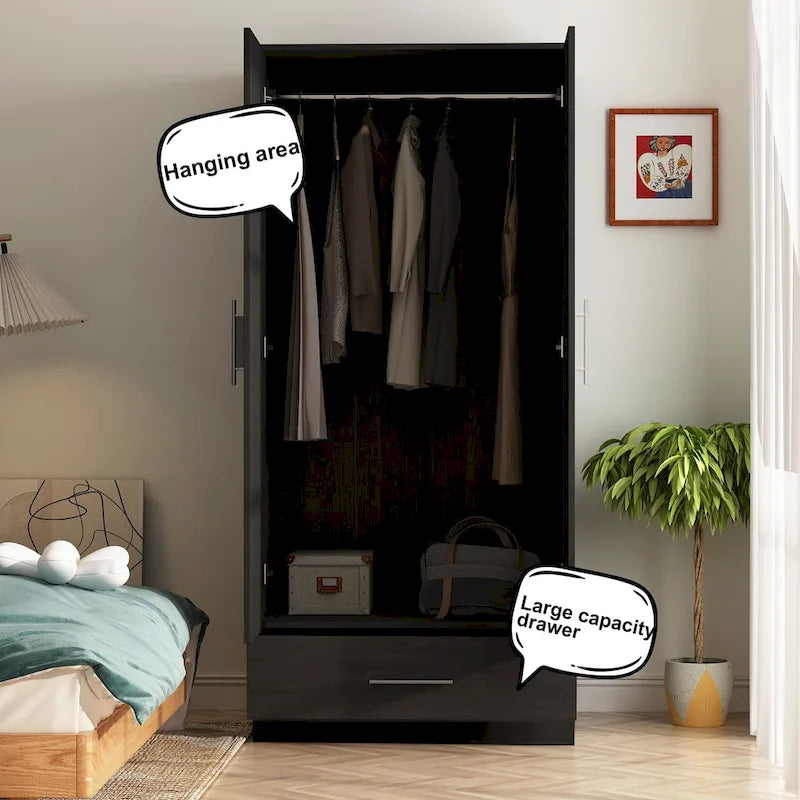 Szafa 31.5W x 66.9H, 2 drzwi, 1 szuflada i drążek