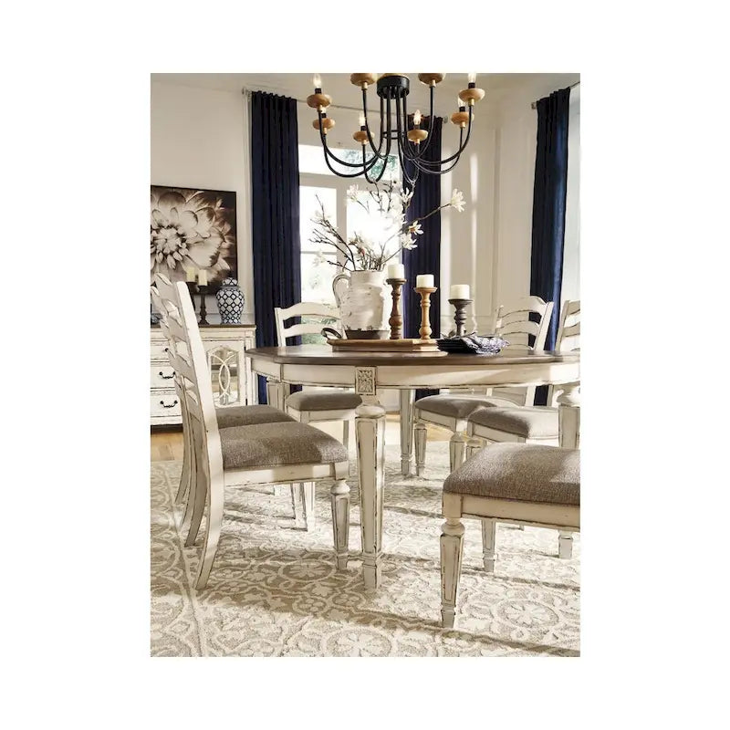 Set di 2 sedie da pranzo bianche effetto anticato