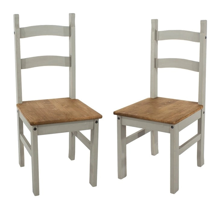 Sedie da pranzo in legno massello (set da 2) stile rustico