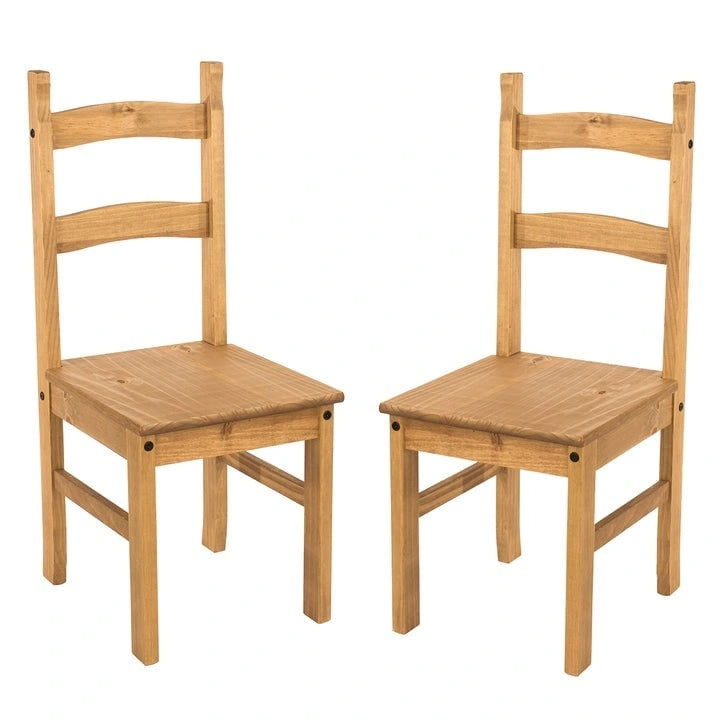 Sedie da pranzo in legno massello (set da 2) stile rustico