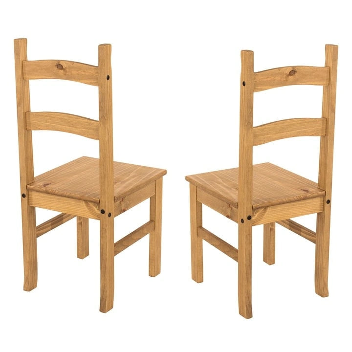 Sedie da pranzo in legno massello (set da 2) stile rustico