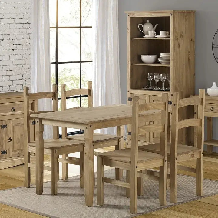 Sedie da pranzo in legno massello (set da 2) stile rustico