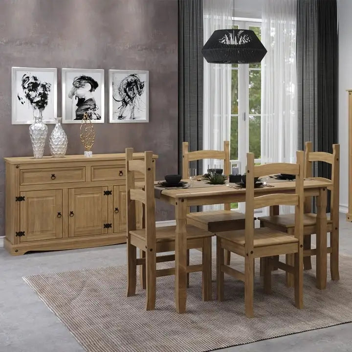 Sedie da pranzo in legno massello (set da 2) stile rustico
