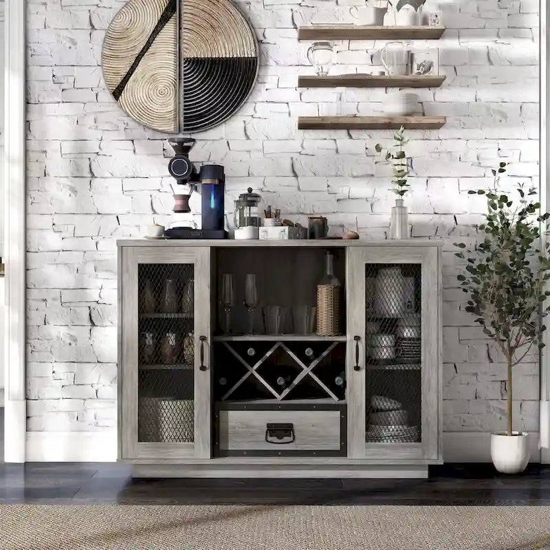 Industrial-Style 7-Tier Sideboard (with Wine Bottle Storage)