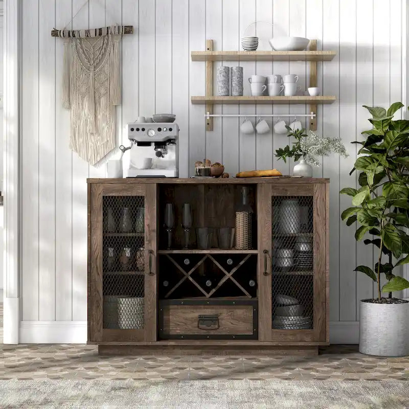 Industrial-Style 7-Tier Sideboard (with Wine Bottle Storage)