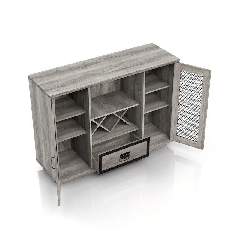 Industrial-Style 7-Tier Sideboard (with Wine Bottle Storage)