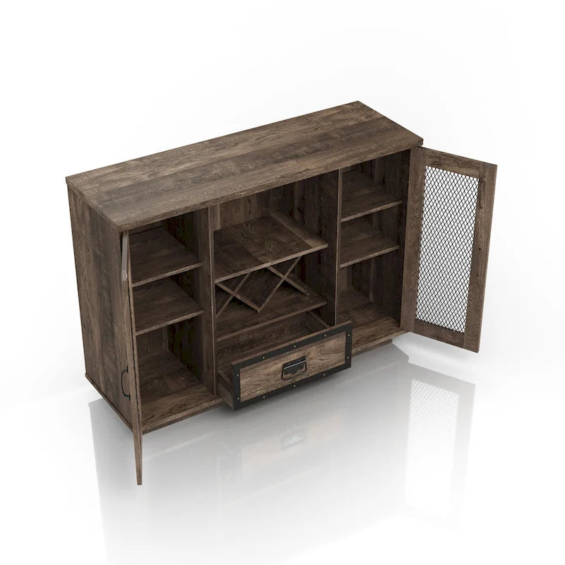 Industrial-Style 7-Tier Sideboard (with Wine Bottle Storage)