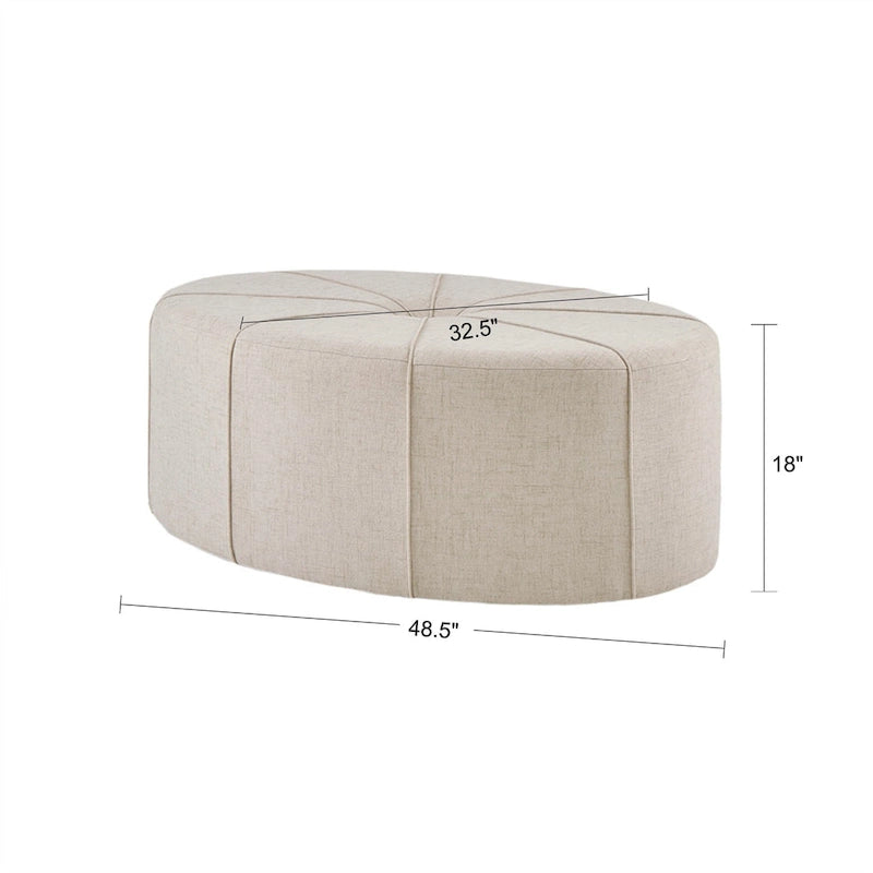 Pouf ovale oversize imbottito e trapuntato