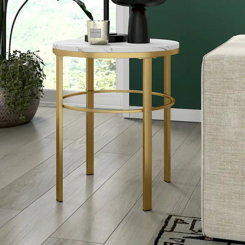 Gaia 20 Wide Round Side Table with Faux Marble Top