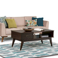 Tavolino da salotto rettangolare moderno di metà secolo in legno massello (largo 48") — 48" W x 22" D x 20" H