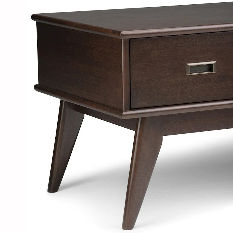 Tavolino da salotto rettangolare moderno di metà secolo in legno massello (largo 48") — 48" W x 22" D x 20" H