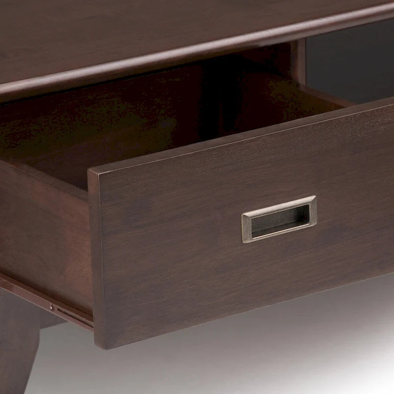 Tavolino da salotto rettangolare moderno di metà secolo in legno massello (largo 48") — 48" W x 22" D x 20" H