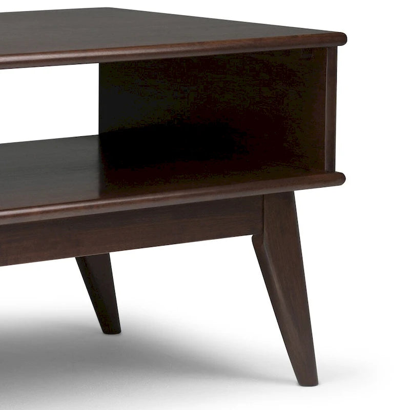 Tavolino da salotto rettangolare moderno di metà secolo in legno massello (largo 48") — 48" W x 22" D x 20" H