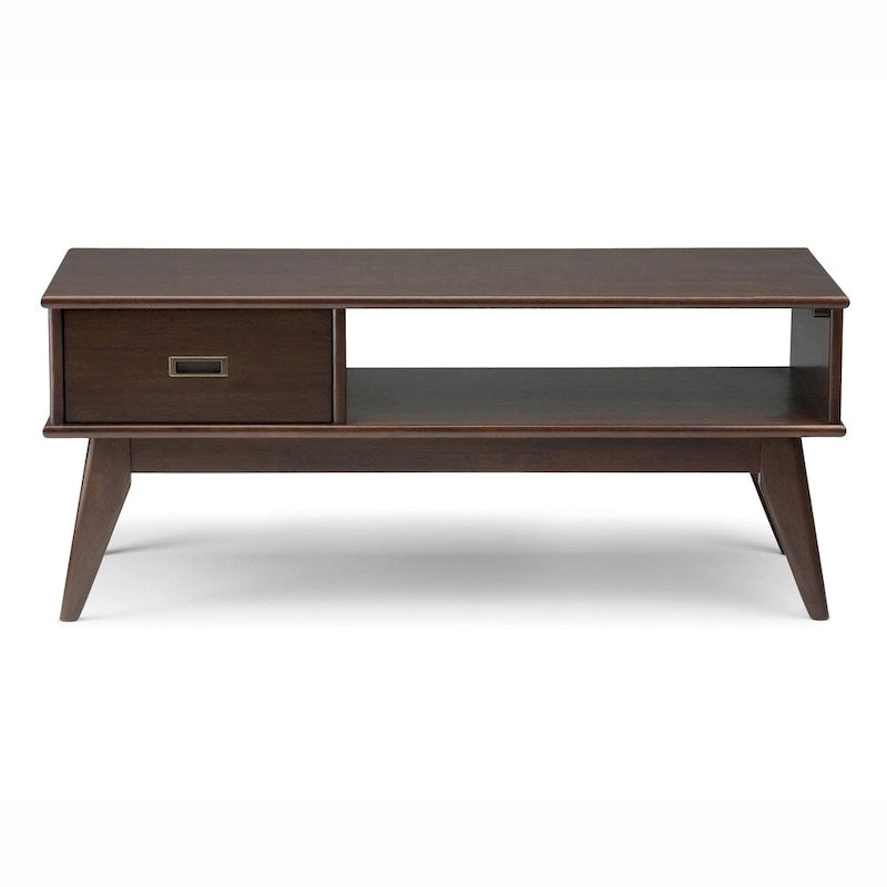 Tavolino da salotto rettangolare moderno di metà secolo in legno massello (largo 48") — 48" W x 22" D x 20" H