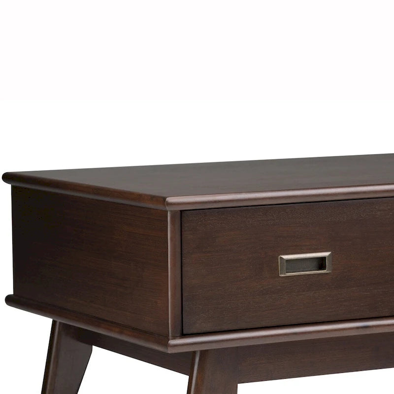 Tavolino da salotto rettangolare moderno di metà secolo in legno massello (largo 48") — 48" W x 22" D x 20" H