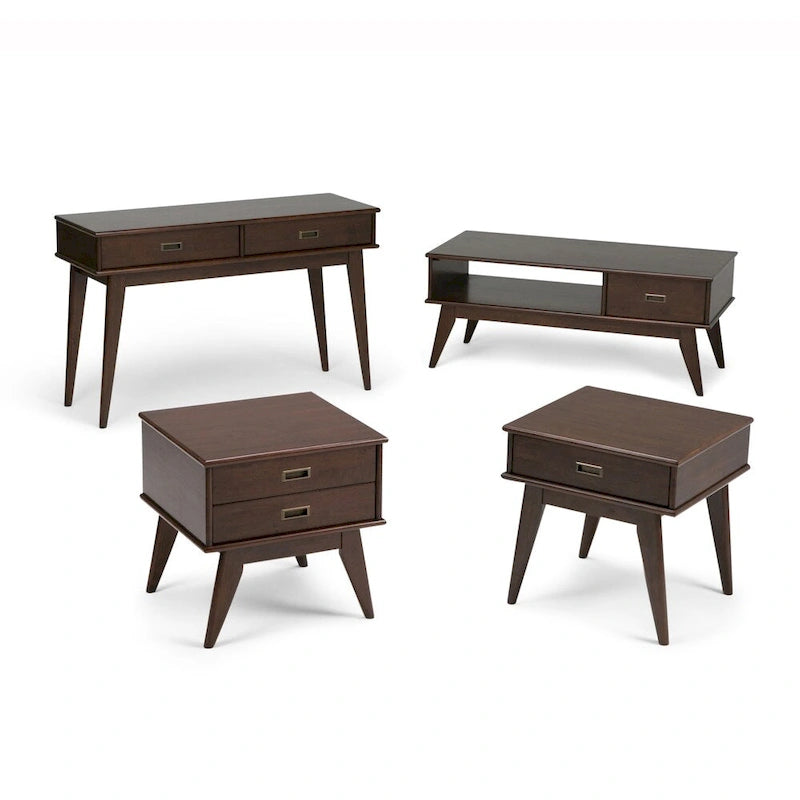 Tavolino da salotto rettangolare moderno di metà secolo in legno massello (largo 48") — 48" W x 22" D x 20" H