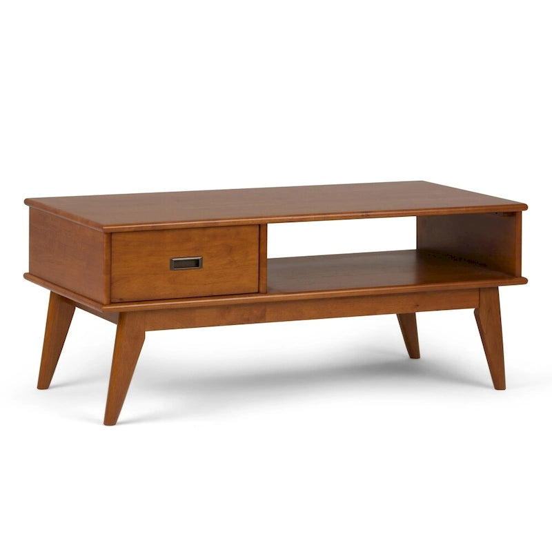 Tavolino da salotto rettangolare moderno di metà secolo in legno massello (largo 48") — 48" W x 22" D x 20" H