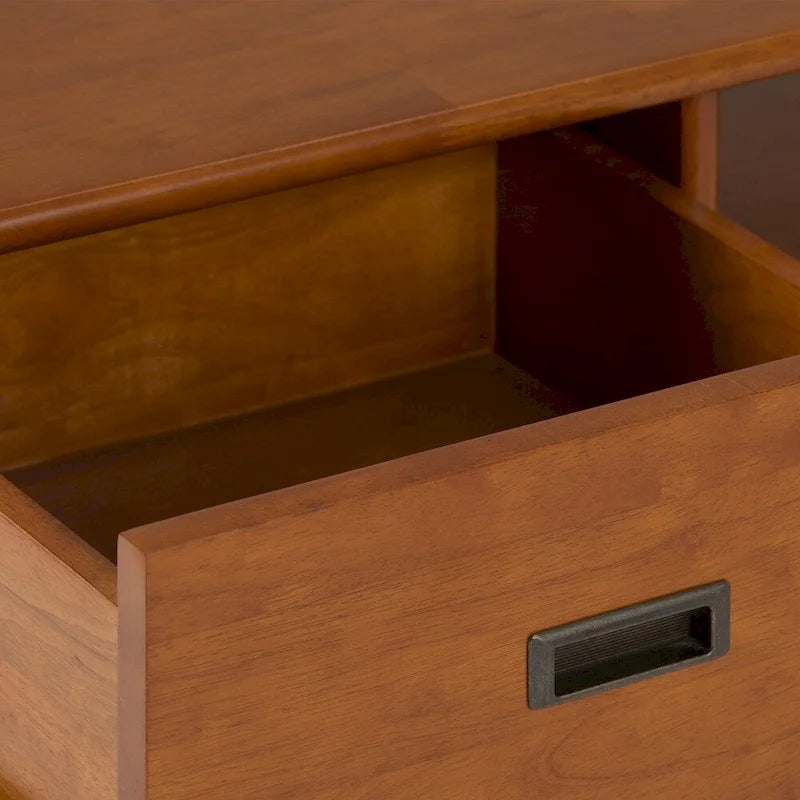 Tavolino da salotto rettangolare moderno di metà secolo in legno massello (largo 48") — 48" W x 22" D x 20" H
