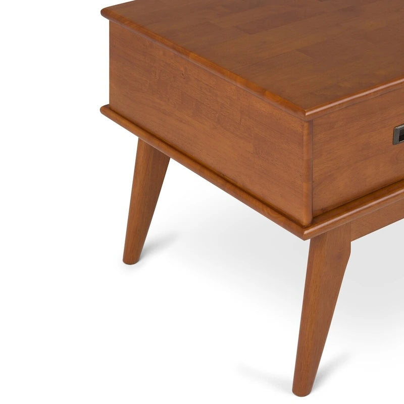Tavolino da salotto rettangolare moderno di metà secolo in legno massello (largo 48") — 48" W x 22" D x 20" H