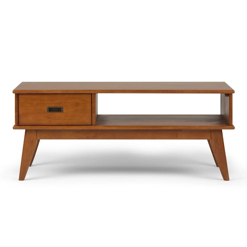 Tavolino da salotto rettangolare moderno di metà secolo in legno massello (largo 48") — 48" W x 22" D x 20" H