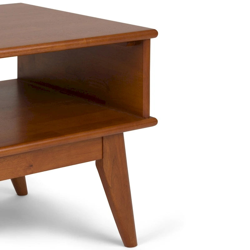 Tavolino da salotto rettangolare moderno di metà secolo in legno massello (largo 48") — 48" W x 22" D x 20" H