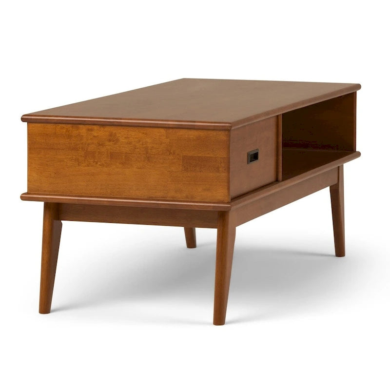 Tavolino da salotto rettangolare moderno di metà secolo in legno massello (largo 48") — 48" W x 22" D x 20" H