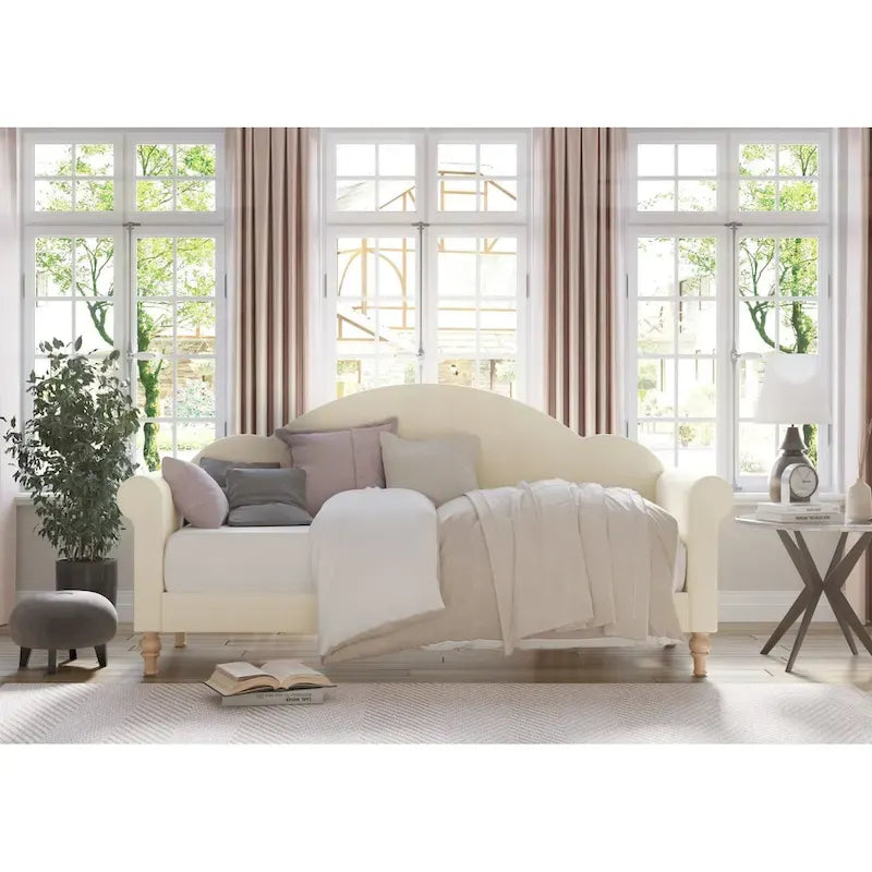 Divanetto letto singolo imbottito con chaise longue