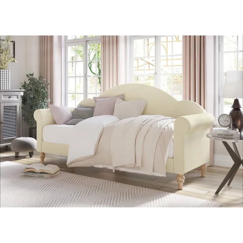 Divanetto letto singolo imbottito con chaise longue